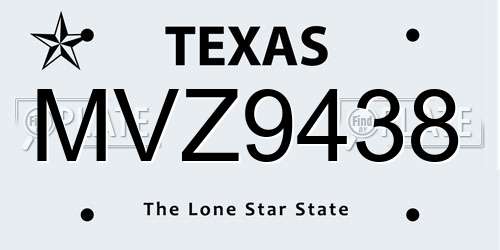 MVZ9438 Texas License Plate