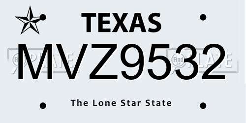 MVZ9532 Texas License Plate
