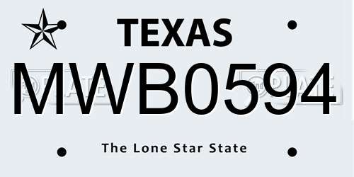 MWB0594 Texas License Plate