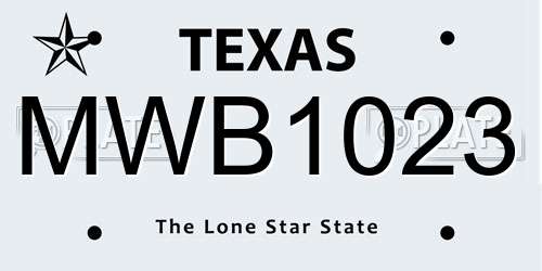MWB1023 Texas License Plate