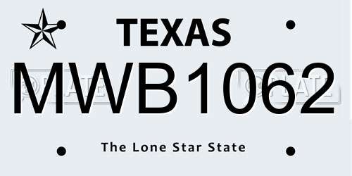 MWB1062 Texas License Plate