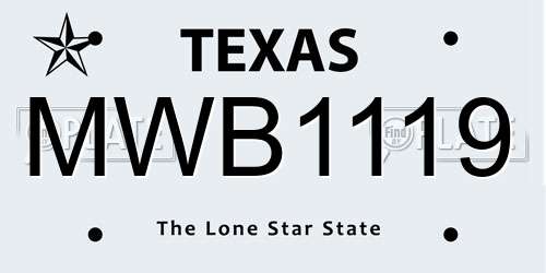MWB1119 Texas License Plate