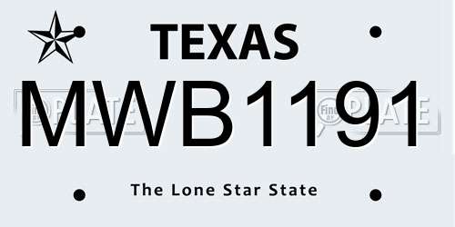 MWB1191 Texas License Plate