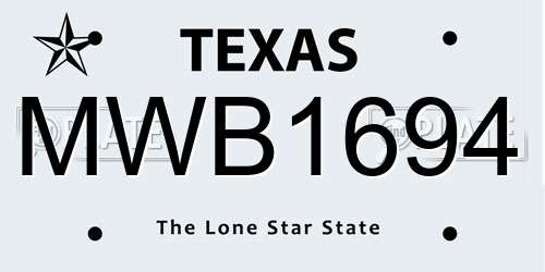 MWB1694 Texas License Plate
