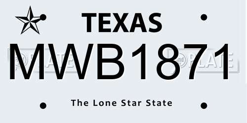MWB1871 Texas License Plate