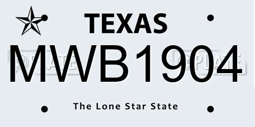 MWB1904 Texas License Plate