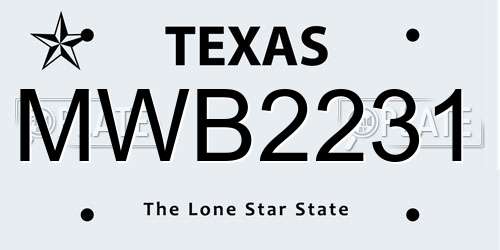 MWB2231 Texas License Plate