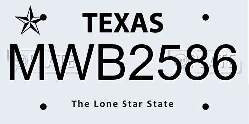 MWB2586 Texas License Plate