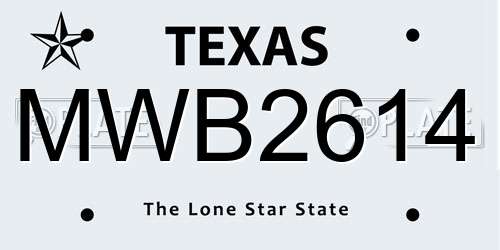 MWB2614 Texas License Plate