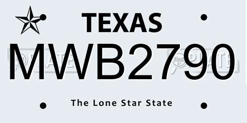 MWB2790 Texas License Plate