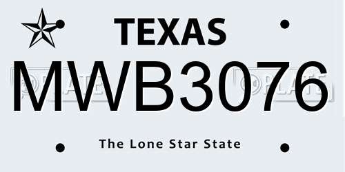 MWB3076 Texas License Plate