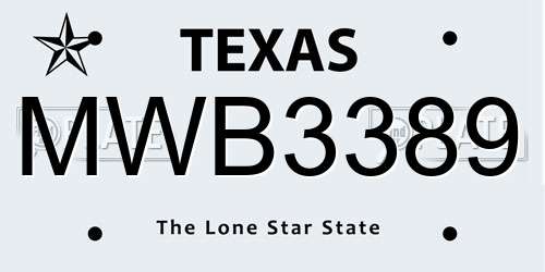 MWB3389 Texas License Plate