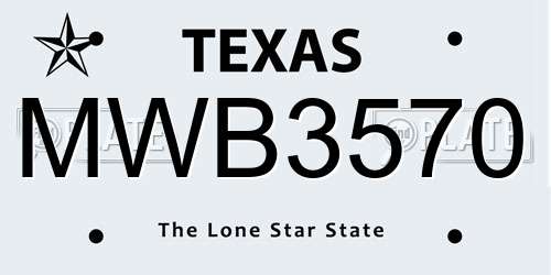 MWB3570 Texas License Plate