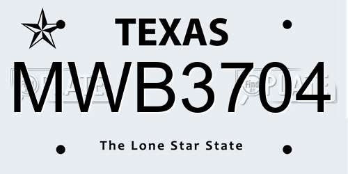 MWB3704 Texas License Plate