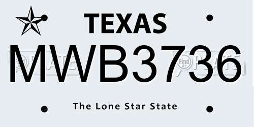 MWB3736 Texas License Plate