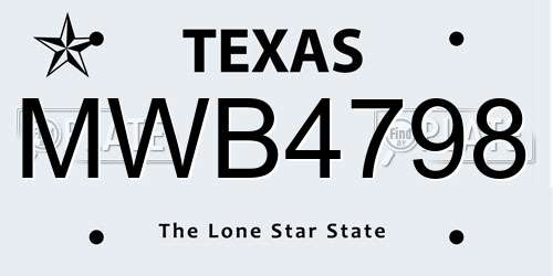 MWB4798 Texas License Plate