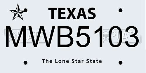 MWB5103 Texas License Plate