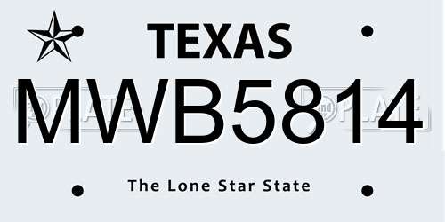 MWB5814 Texas License Plate