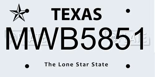 MWB5851 Texas License Plate