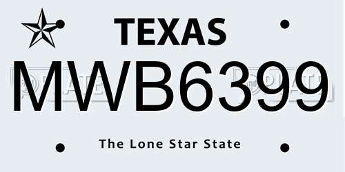 MWB6399 Texas License Plate