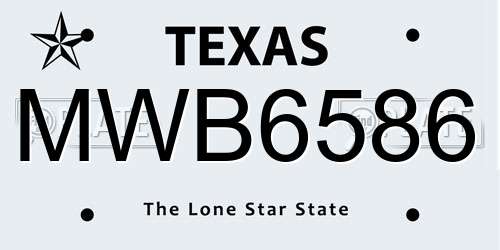 MWB6586 Texas License Plate