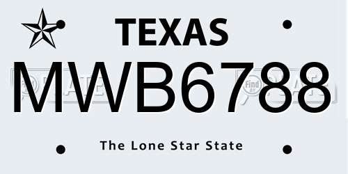 MWB6788 Texas License Plate