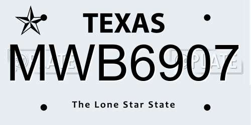 MWB6907 Texas License Plate