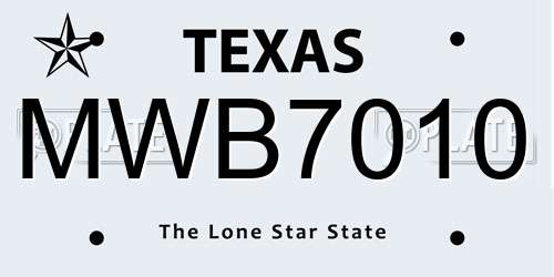 MWB7010 Texas License Plate