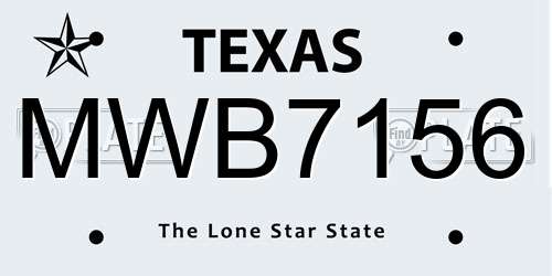 MWB7156 Texas License Plate