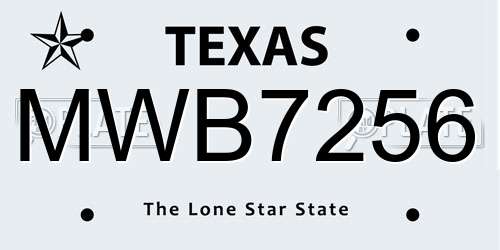 MWB7256 Texas License Plate