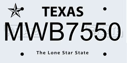 MWB7550 Texas License Plate