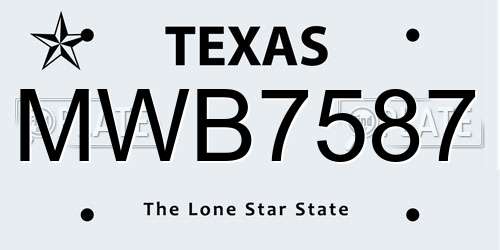 MWB7587 Texas License Plate