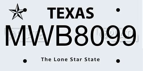MWB8099 Texas License Plate