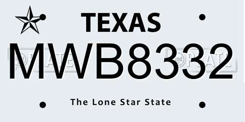 MWB8332 Texas License Plate