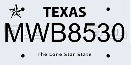 MWB8530 Texas License Plate