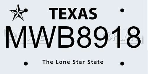 MWB8918 Texas License Plate