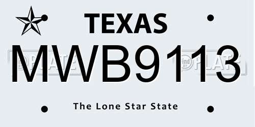 MWB9113 Texas License Plate