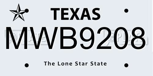 MWB9208 Texas License Plate