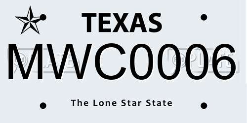 MWC0006 Texas License Plate