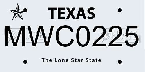 MWC0225 Texas License Plate