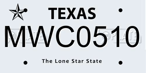 MWC0510 Texas License Plate