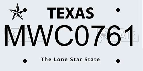 MWC0761 Texas License Plate