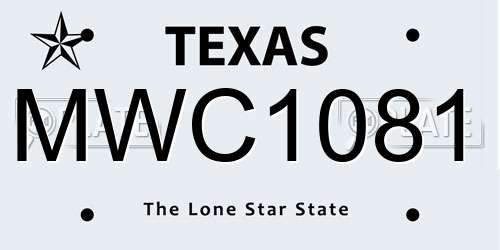 MWC1081 Texas License Plate