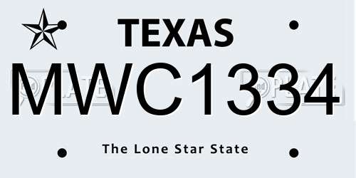 MWC1334 Texas License Plate