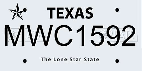MWC1592 Texas License Plate