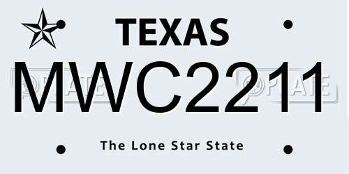 MWC2211 Texas License Plate