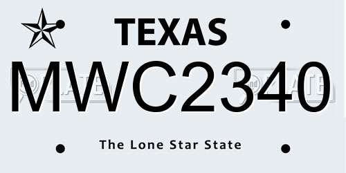MWC2340 Texas License Plate