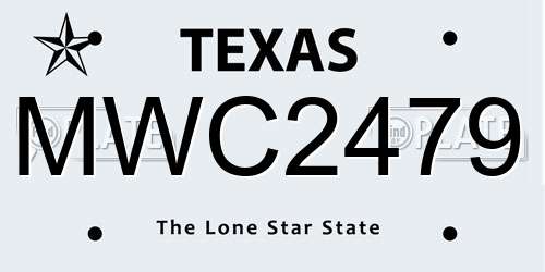 MWC2479 Texas License Plate