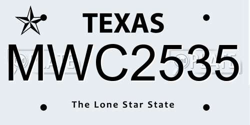 MWC2535 Texas License Plate