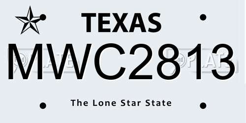 MWC2813 Texas License Plate